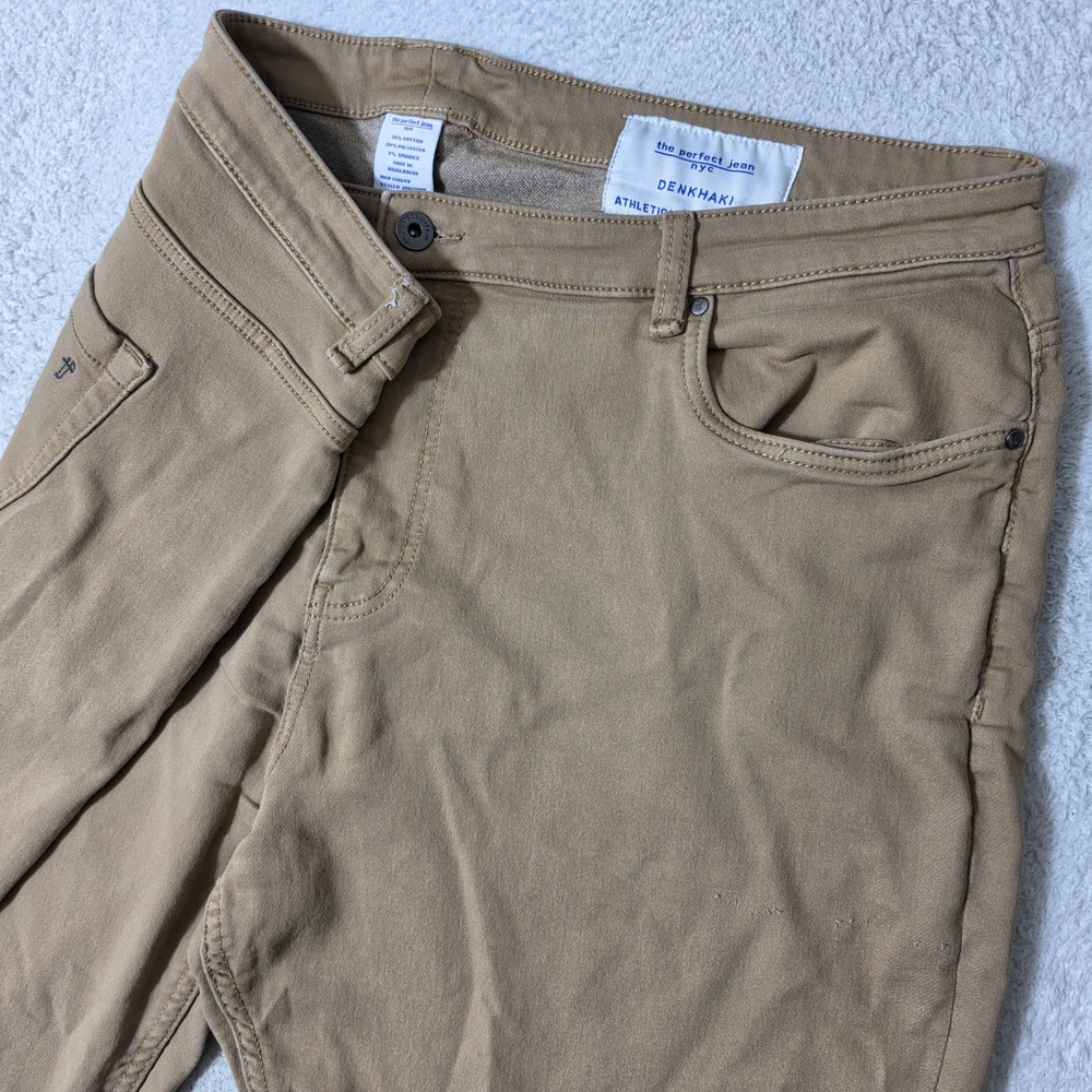 The Perfect Jean Denkhaki Pants Mens 44/28 Tan Athletic Fit Stretch